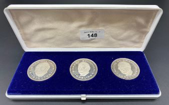 A Boxed set of three .999 fine silver coins