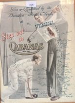 Vintage Men's advertising print ''Step out in Cabanas'', signed by Dundee Soccer Team.