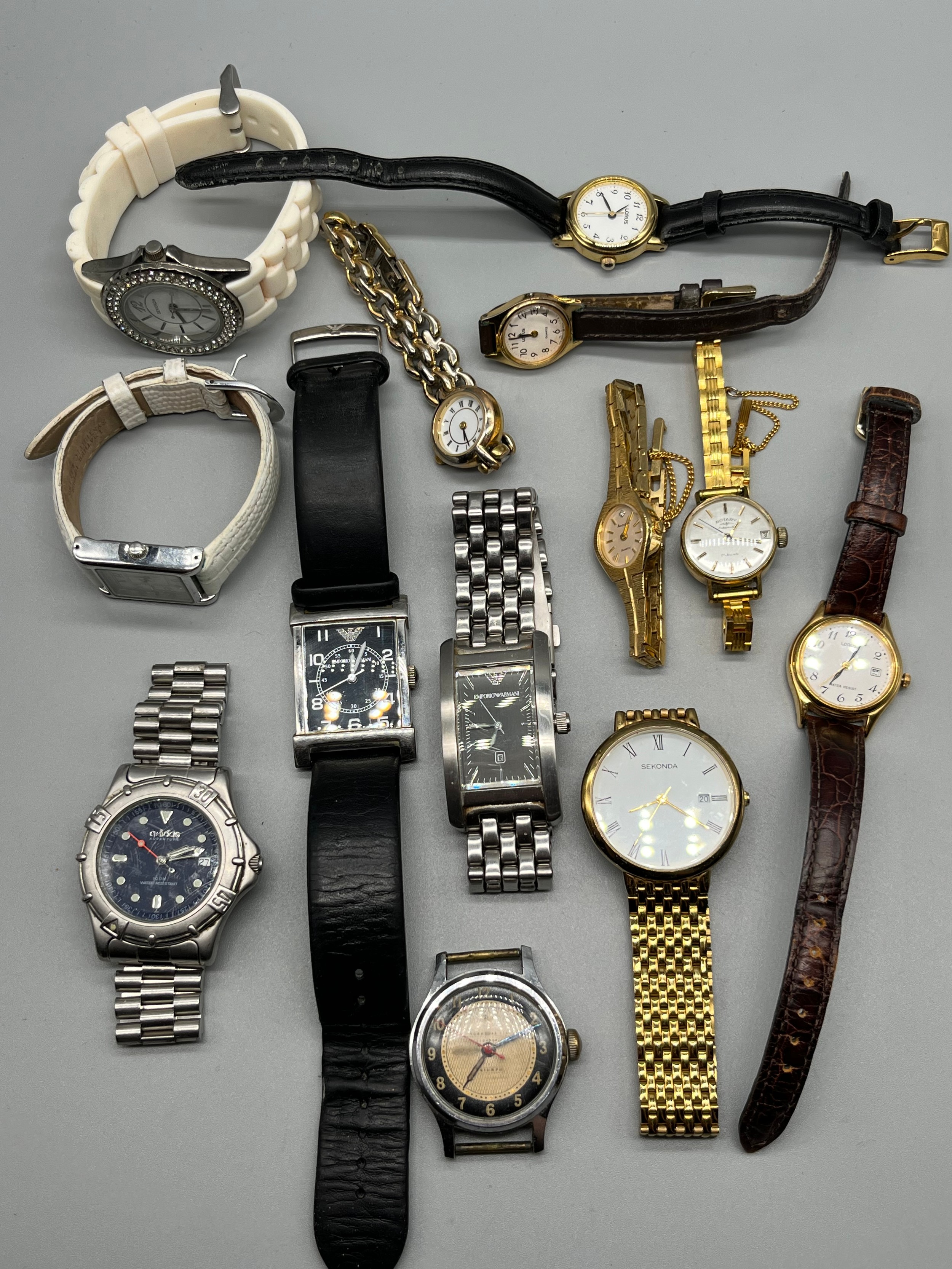 A Collection of various watches; Vintage Ingersoll Triumph watch, Two Emporio Armani watches, Rotary