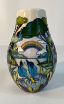 A Moorcroft 'Seconds rainbow lake' pattern vase, shape 117/7 by Nicola Slaney [18cm]