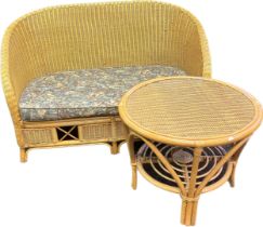 Wicker settee and table