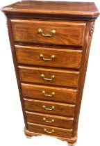 Rosewood tall chest of 7 drawers [133x44x60cm]