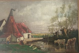 J.T Oil on board Farm Scape [40x54cm]