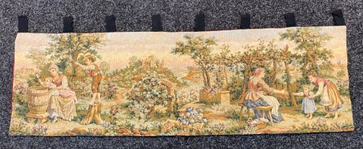 An antique tapestry depicting french victorian scene [142x45cm]