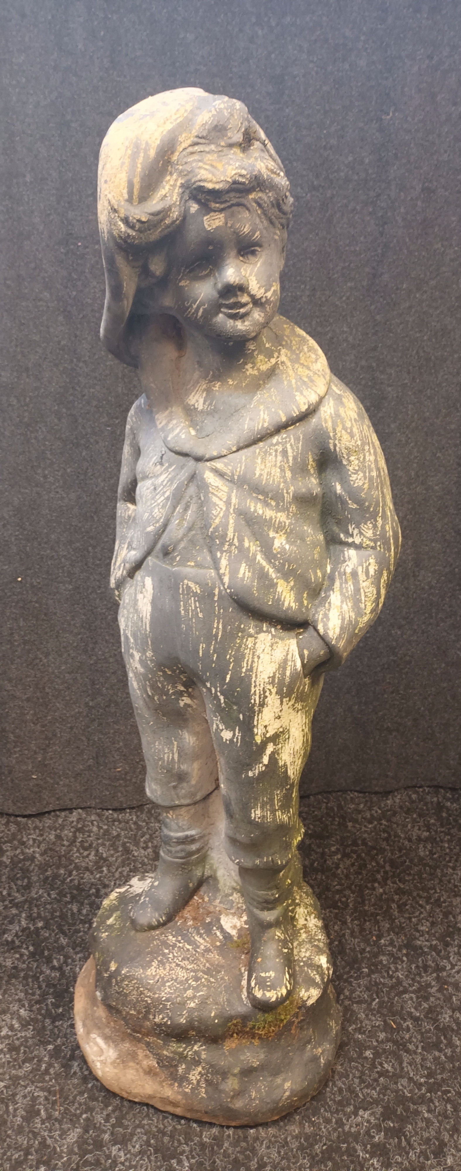 Stone garden statue of a young boy [70cm high]