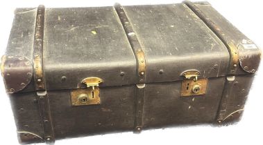 Antique steamer trunk initials 'M.F.M.R' [W.H. Smith, Bath]