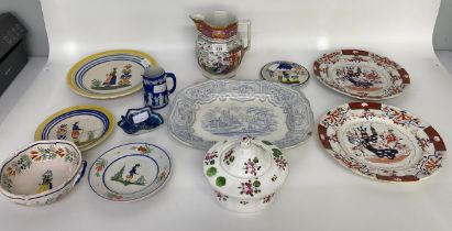 A selection of collectables; A Chinese Polychrome Porcelain Jug & French Quimper ware