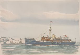 M. G. Pearson Watercolour No9 Pilot boat seascape [87]