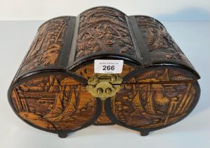 A Vintage oriental camphor chest with contents [30x17cm]