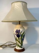 A Moorcroft Bearded Iris pattern table lamp & shade designed by Nicola Slaney [55cm]