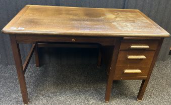 Oak kneehole desk, with a bank of two drawers to the side [Abbess office equipment]