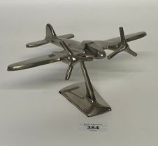 A vintage desk plane ornament finished in polished chrome [17.5cm]