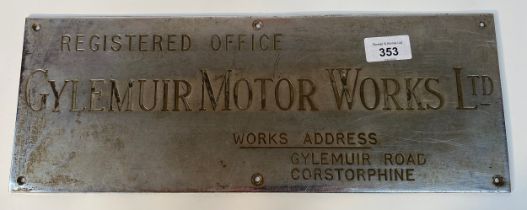 An antique Gylemuir motors works limited sign Gylemuir road Corstorphine [41x15cm]