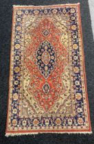 A Persian style hand made wool woven rug set in red & beige background [162x89cm]