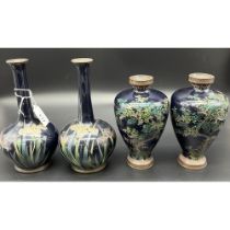 A Pair of Antique Chinese Cloisonne vases and a pair of bottle neck vase. Pair of vases depict a