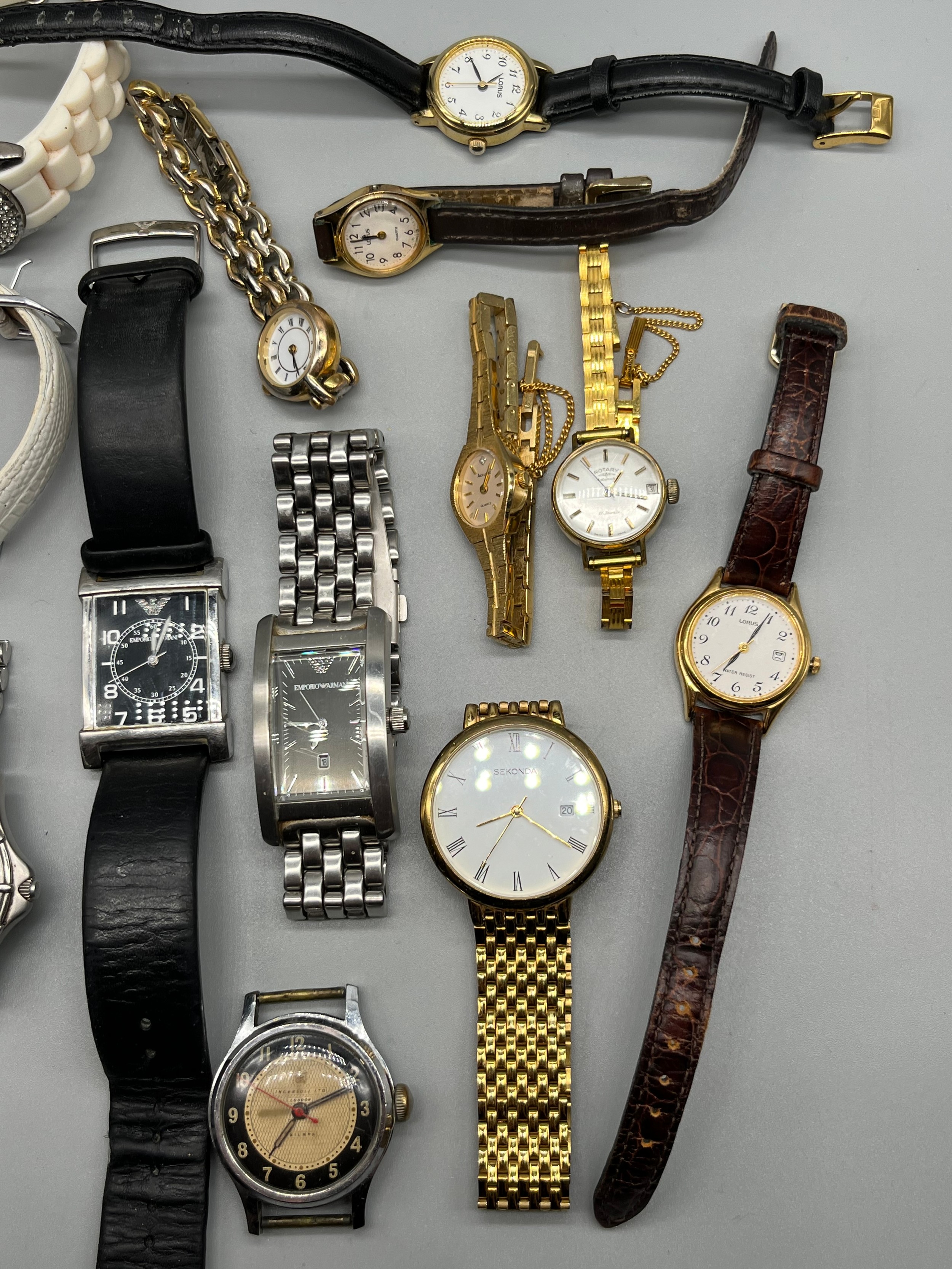 A Collection of various watches; Vintage Ingersoll Triumph watch, Two Emporio Armani watches, Rotary - Image 2 of 3