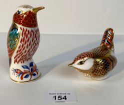 A Royal crown derby hummingbird & wren paperweights with stoppers