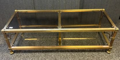 Contemporary brass and glass coffee table