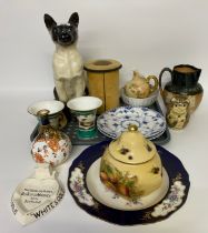 A selection of collectables; Beswick Fire side cat, Royal Crown Derby vase, Royal Worcester jug &