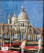 Oil of 'Santa Maria della Salute, Venice', signed to the bottom right hand corner within a gold