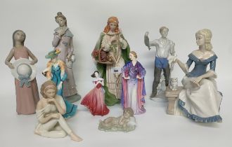 A Collection of Porcelain figurines; Royal Doulton figure Clotilde HN 1599, The rose of Tralee by