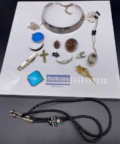 A Collection of silver jewellery; German 925 silver AL SHAKSHUKI Pendant watch with a fitted