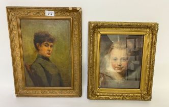 A Victorian oil painting of a lady signed M Cameron dated 1890 on a Windsor & newton canvas set in a