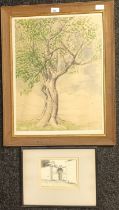 Two Artworks; Patrick - Watercolour ''Large Tree'', signed and dated 1948. Etching ''Old Gateway