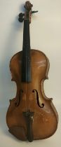 An antique German Marcus stainer violin with impressed stainer back stamp to back of violin [59cm]