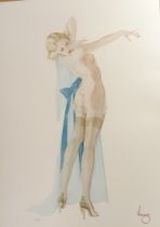 Alberto Vargas Coloured print 292/300 features an erotic female figure portrayed in a pin up style