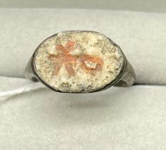 Roman Silver ring with Intaglio of Christian Chi- Ro symbol.