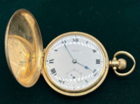 Antique Birmingham 9ct yellow gold pocket watch; 15 Jewels, in a working condition. Edinburgh Maker.