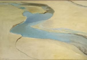 Hilda Goldwag [1912-2008 oil on board ''Sand and water'', signed and dated 1997. [Frame 71x107cm]