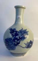 A Large antique Chinese blue & white dragon scene bottle Neck vase [43.5cm]