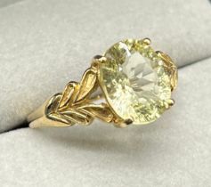 9ct yellow gold ring set with an oval cut Citrine stone. [Ring size N] [3.10Grams]