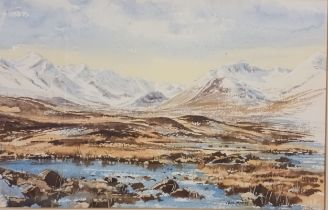 Jack Motley Watercolour ''Rannoch Moor in Winter'', signed. [Frame 43x48cm]
