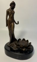 Lotus Lady Bronze Figurine by Milo in Art Nouveau Style