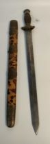 19th century Antique Chinese short sword with a tortoise shell and brass scabbard. [59cm length]