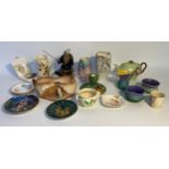 A selection of collectables; Carlton ware lustre candle stick, sylvac rabbit small planter &