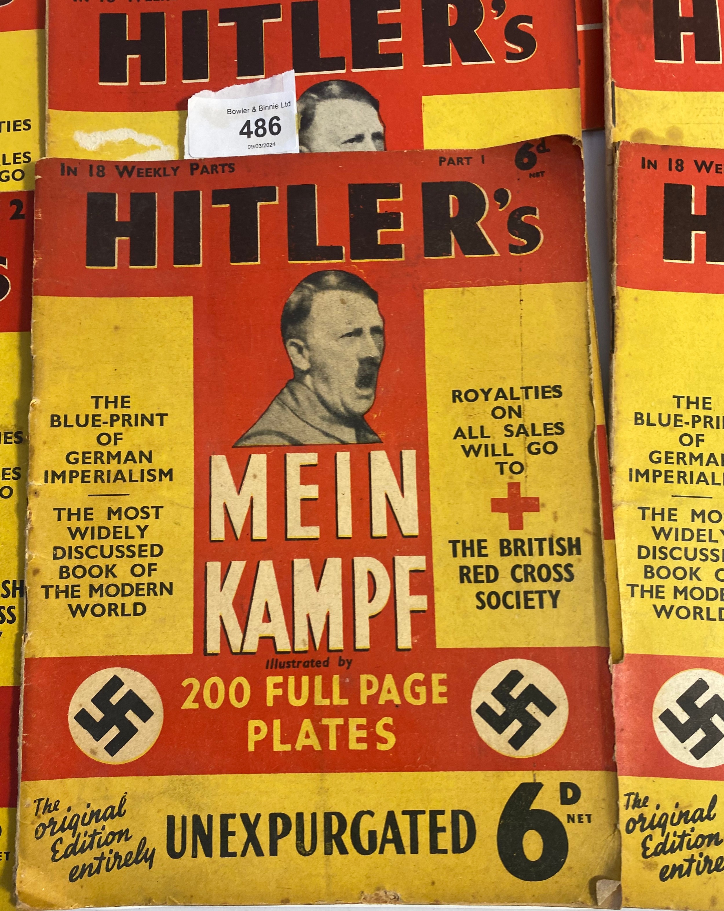 A Full set of 18 weekly magazines of Hitler's Mein Kampf. Published 1939 by Hutchinson & Co London - Bild 3 aus 7