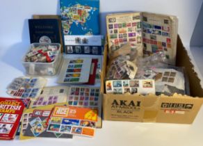 A Large collection of world stamps; Albums & world loose stamps World championship & Royal mint