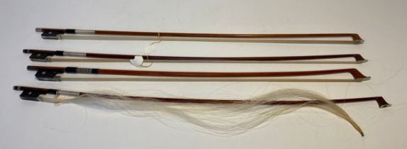 A Collection of four Grant fay antique violin bows [74cm]