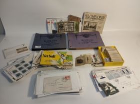 A large collection of 1st day covers, post cards & cigarette cards along with 2 Kidcord nursery