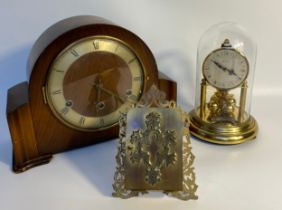 Antique 19th century Ormulu easel photo frame and two clocks