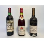 Two bottles of wine and a bottle of port dated 1976,1977 and 1978; Chateau Lascombes, Chateau De