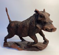 A Hand crafted black forest style warthog study [26x30cm]