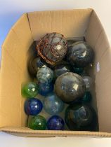 A collection of Victorian art glass buoys