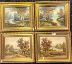 W. Duncan Set of 4 oil on canvases ''various landscapes'', signed. [Frame 30x36cm]