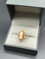 10ct yellow gold ring set with a carved cameo. [Ring size N] [3.54Grams]