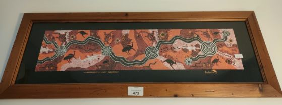 A Dot to Dot painting Australian outback titled 'waterholes' by Linda Nabanunga [71x26cm]